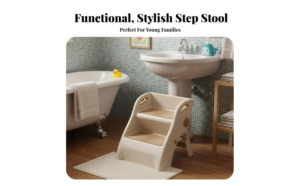 two-levelHeight Toddler Stool two-level Steps Footstool Sturdy & Stable for Bathroom
