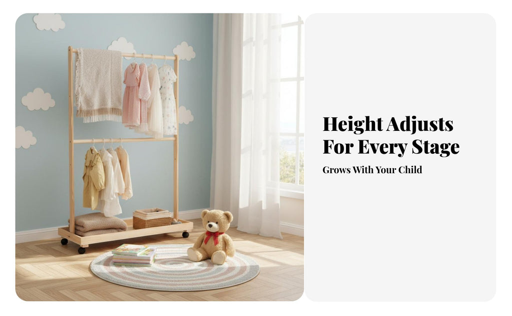 child-accessible Height child's A-Frame Clothing Rail Minimalist Design Toddler Dress-up Rack Rounded Corners Garment Stand Space-Saving for Children, Toddlers, Parents, Bedroom, Nursery, Playroom, Entryway