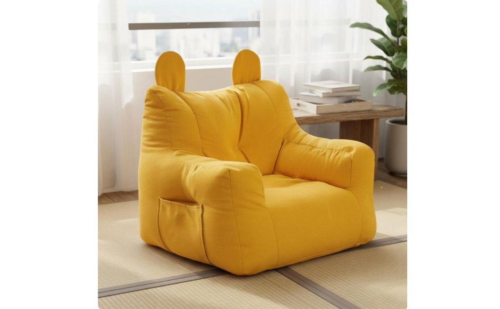 Children's Lazy Sofa Cute Bear Ear Design Toddler Beanbag Armchair for Toddlers