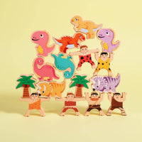 Wooden Dinosaur Stacking Toy Early Learning Dinosaur Stacking Blocks