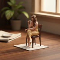 Coffee Girl Figurine Fine Detail Seated Woman Figurine Collectible Diorama Figure for Desk Decor