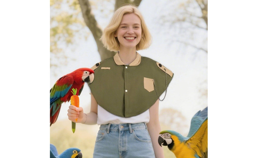 Parrot Owner Shoulder Guard Toy Attachment Loops Bird Interaction Cape Treat Pocket for Home