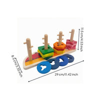 Stacking Toy Brightly Painted Wooden Shape Sorter Hole-Punched