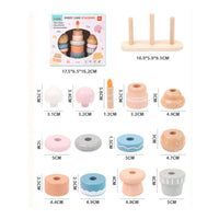 Wooden Cake Stacking Toy Fine Movement Skills Pretend Dessert Structure