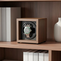 Walnut Wood Watch Winder Two-Way Rotation Automatic Watch Winder Timepiece Storage 5 Speed Settings Universal Serial Bus Powered