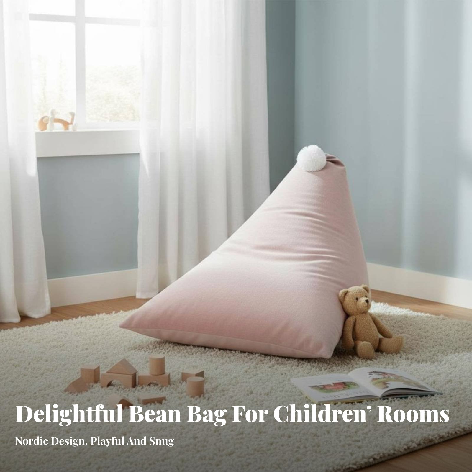 Pyramid Lounger with Tassel Nordic and Design Pouf Cleanable Cover Multifunctional for Children, Parents, Living Room