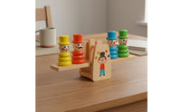 Clown Stacking Balance Toy Color Recognition Wooden Balance Game Polished Edges
