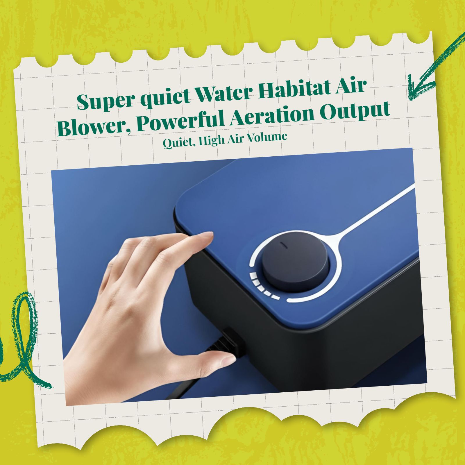 Aquatic habitat aerator, extremely quiet double outlet, adjustable air supply pump for fish habitat, portable aerator for aquatic environments, suitable for emergency use.