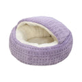 Plush semi-enclosed cat bed, warm, non-slip base, indoor use