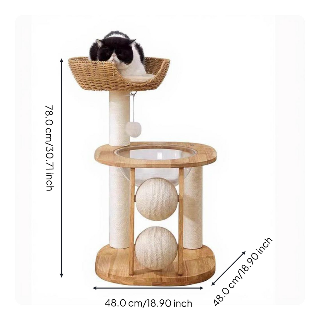 Multi-level compact wood cat tree