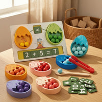 Dinosaur Egg-Shaped Counting Toy Colorful Wooden Counting Toy Color Sorting