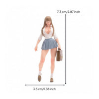 Hand-Painted Girl Figurine Resin School-Uniform Girl Statue Small Handbag Detailed