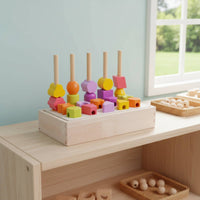 Color and Shape Sorting Activity Sanded Edges Pattern Matching Block Game Color Matching Activity Long-Lasting Wood Construction