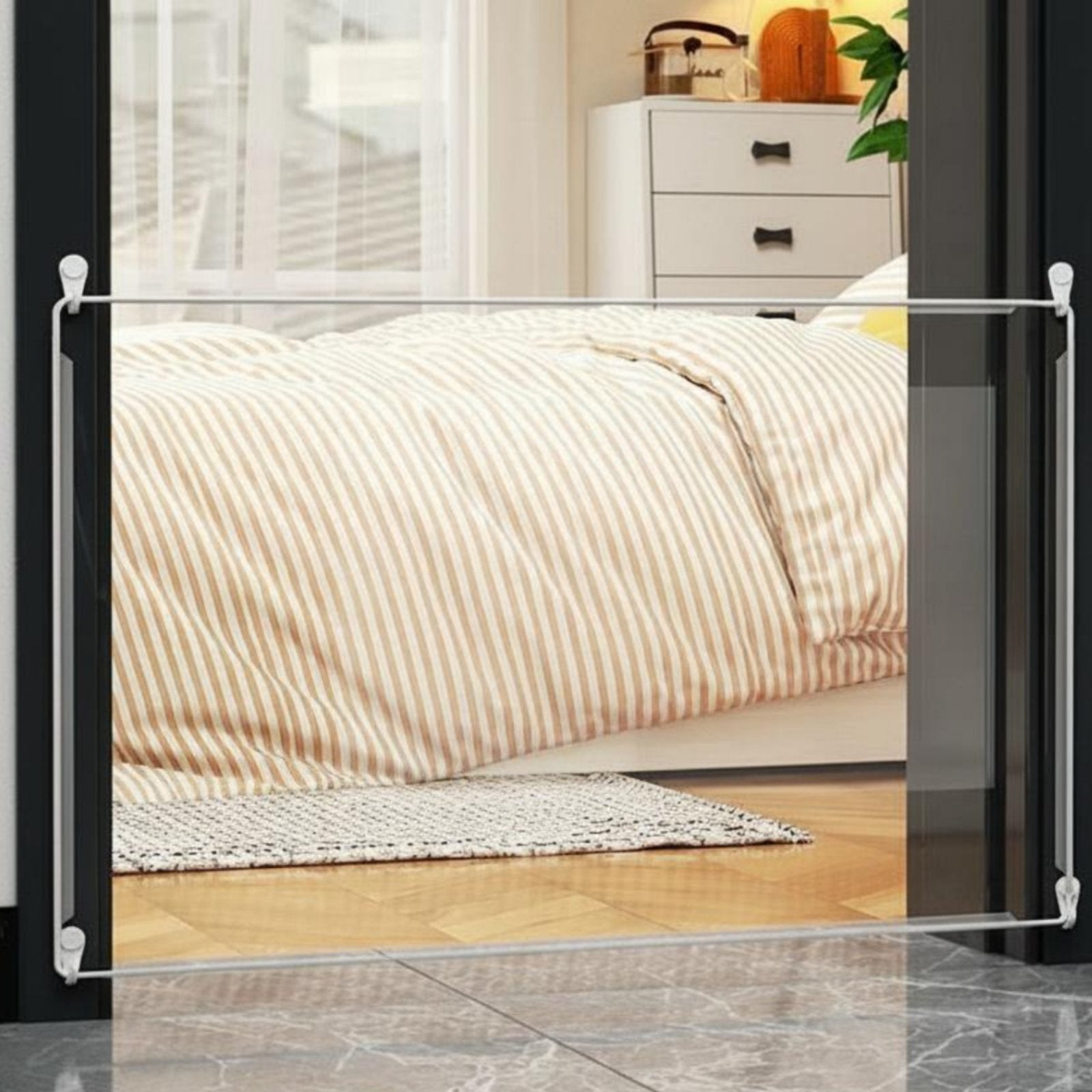 6-panel clear resin indoor pet barrier