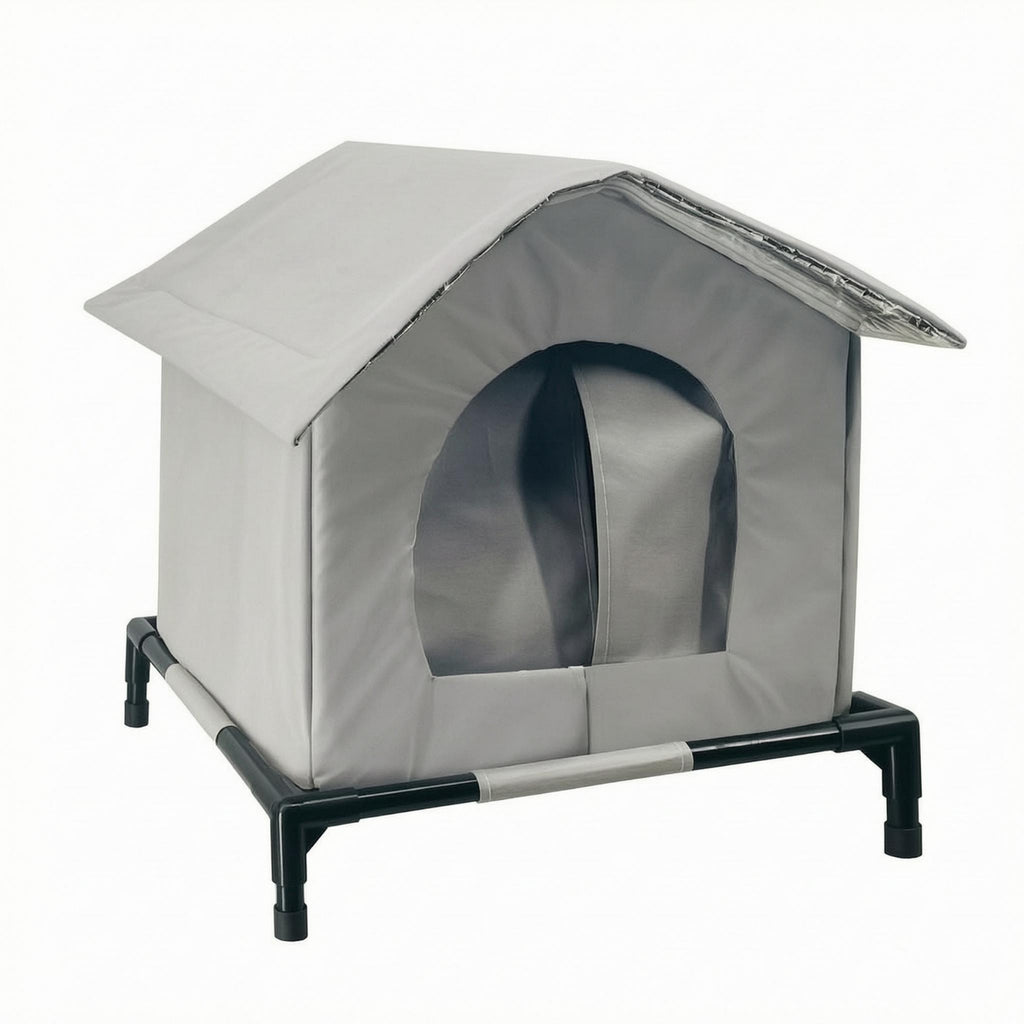 Outdoor Cat Shelter Cylindrical Frame Sloped Roof Cat House