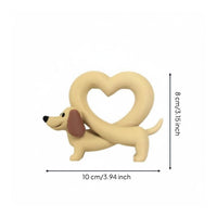 Affectionate Canine Statue Creative Gift Dachshund Figurine Novelty Design Dachshund Desk Ornament for Entryway, Bedroom