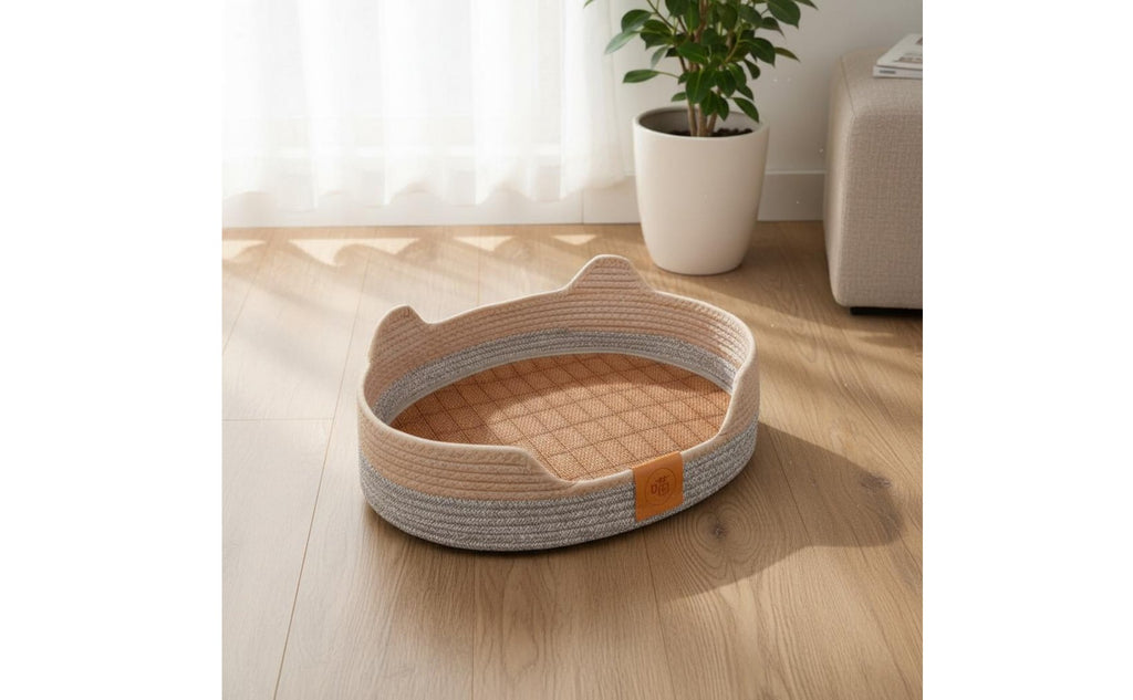 Cat Sofa Lounger Four-Season Use Woven Cat Bed Basket Scratch-Resistant Pet Supplies for Cats, Small Dogs