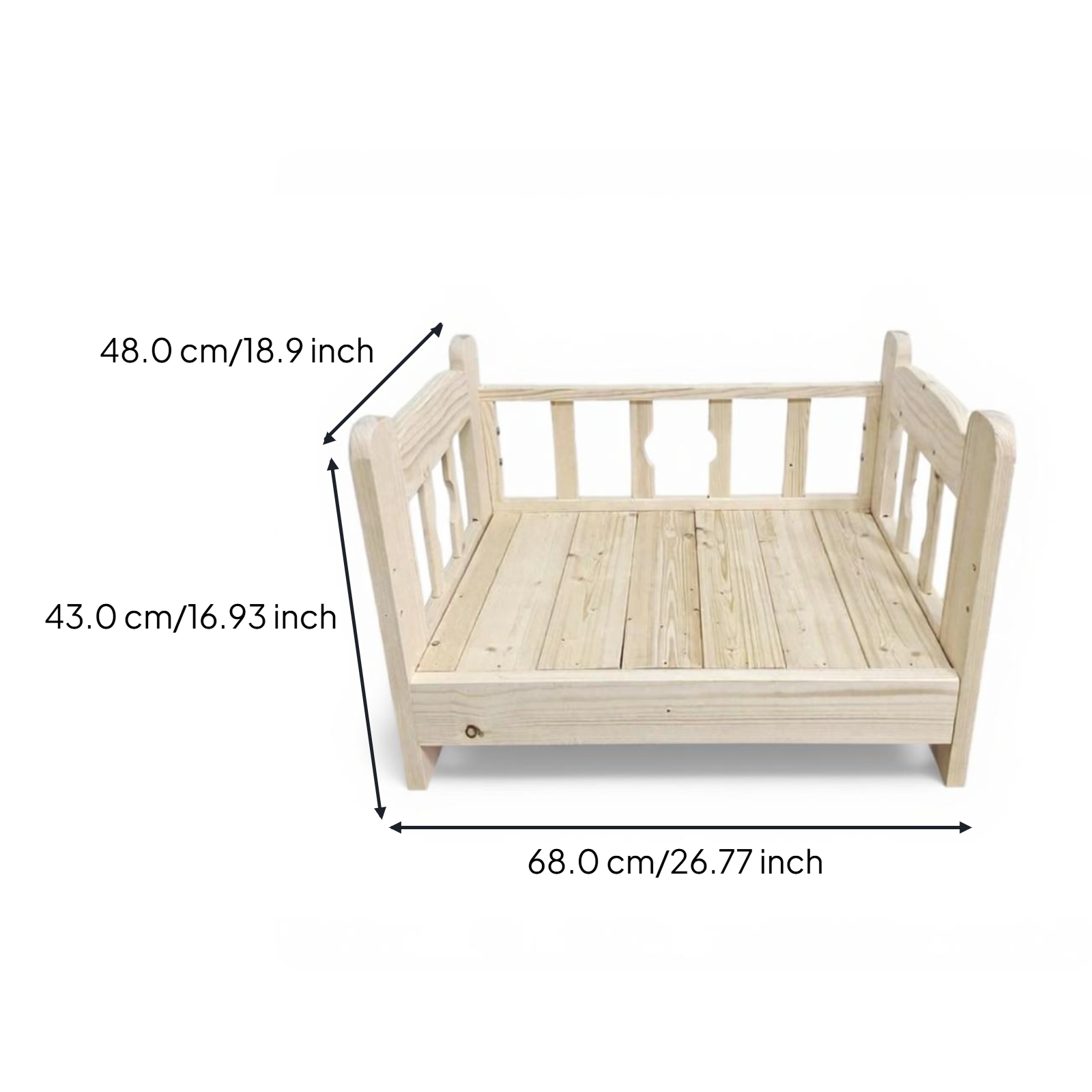 Elevated Wooden Pet Bed Frame, Indoor Pet House