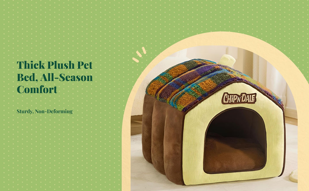 Insulated pet house with removable indoor bed