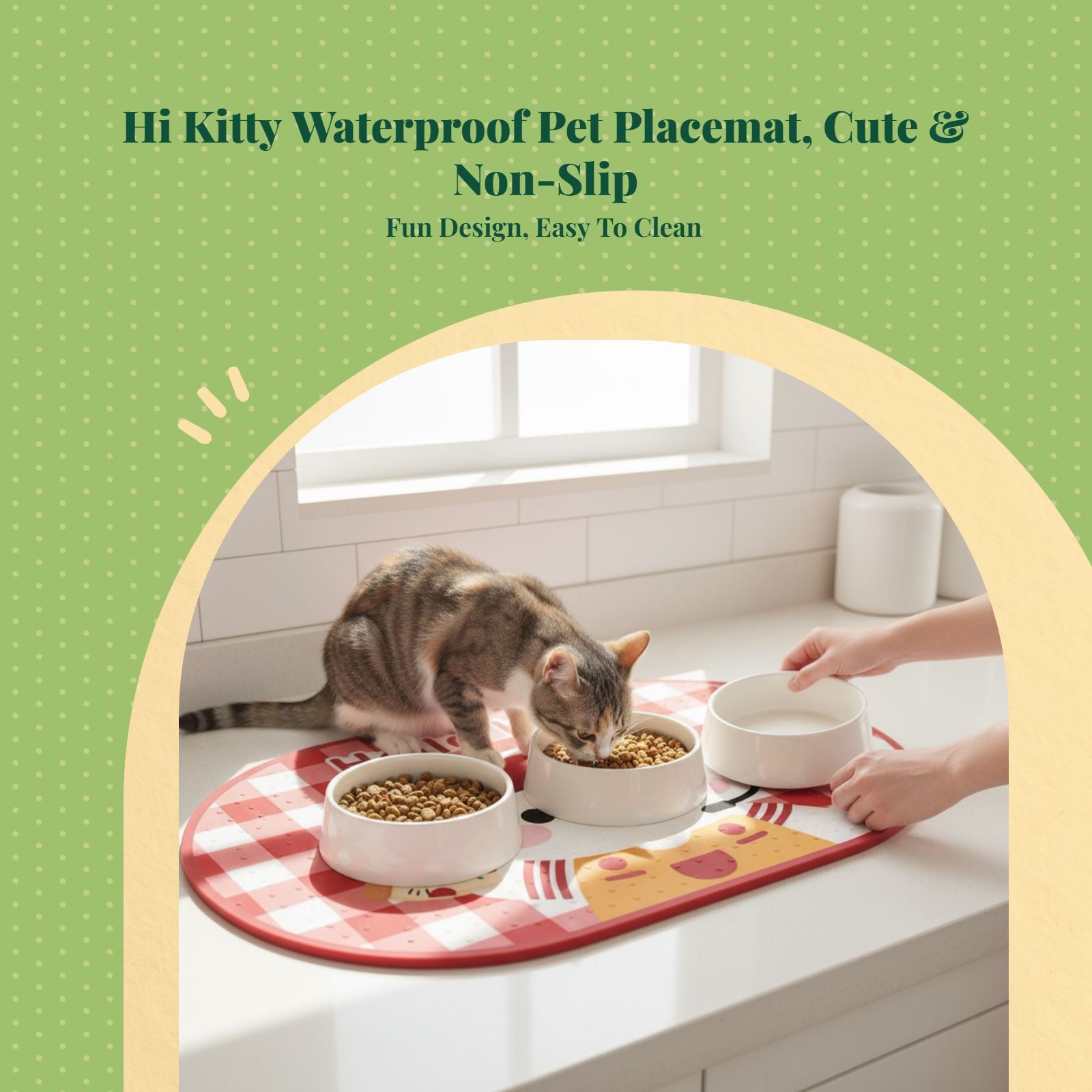 Waterproof Non-Slip Cat Feeding Mat, Easy Clean, Cartoon