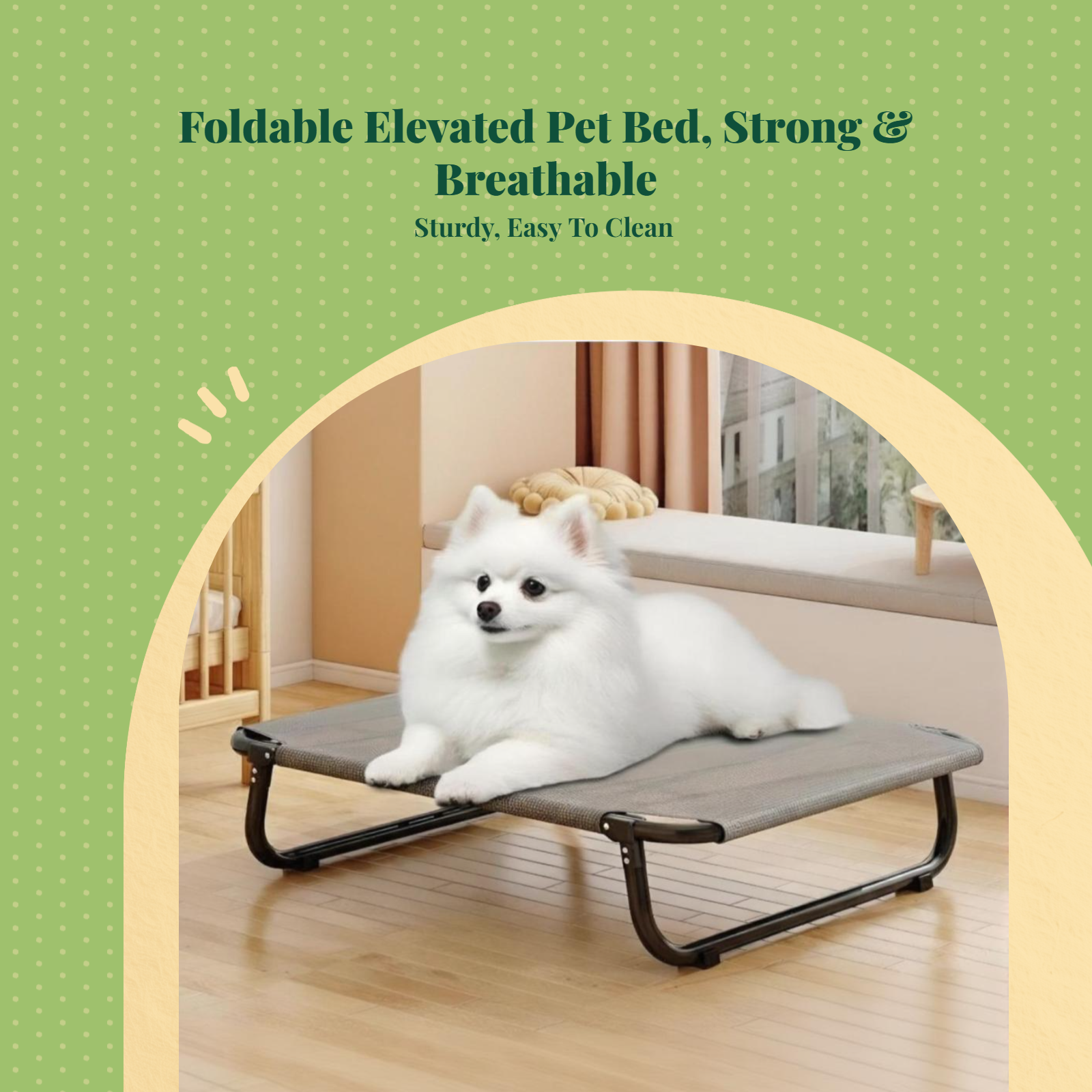 Elevated Dog Bed, Foldable Pet Cot, Removable Cover, Cooling