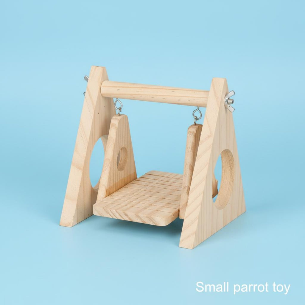 Bird Enclosure Rocking Toy Relieves Boredom Wooden Bird Swing Multi-Functional