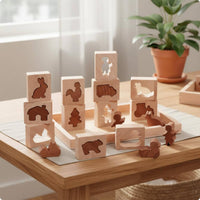 Wooden Shape Matching Puzzle Early Learning Animal Block Puzzle Set Develops Fine Motor Skills Stacking Blocks for Preschoolers, Infants