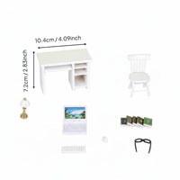 1:12 Scale Office Furniture Mini Decoration Dollhouse Desk and Chair Set