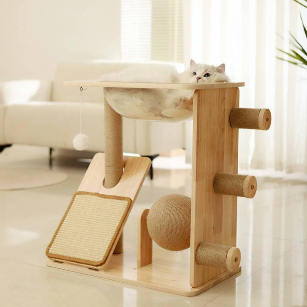Wooden Feline Climber Stable Base Wooden Feline Climber for Indoor