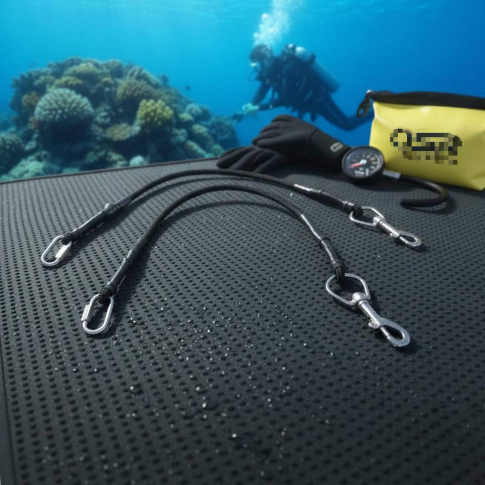 Diving Bottle Rigging Kit 316 Stainless Steel Scuba Bungee Leash Pair Quick Release Clip Water Sports Gear for Underwater