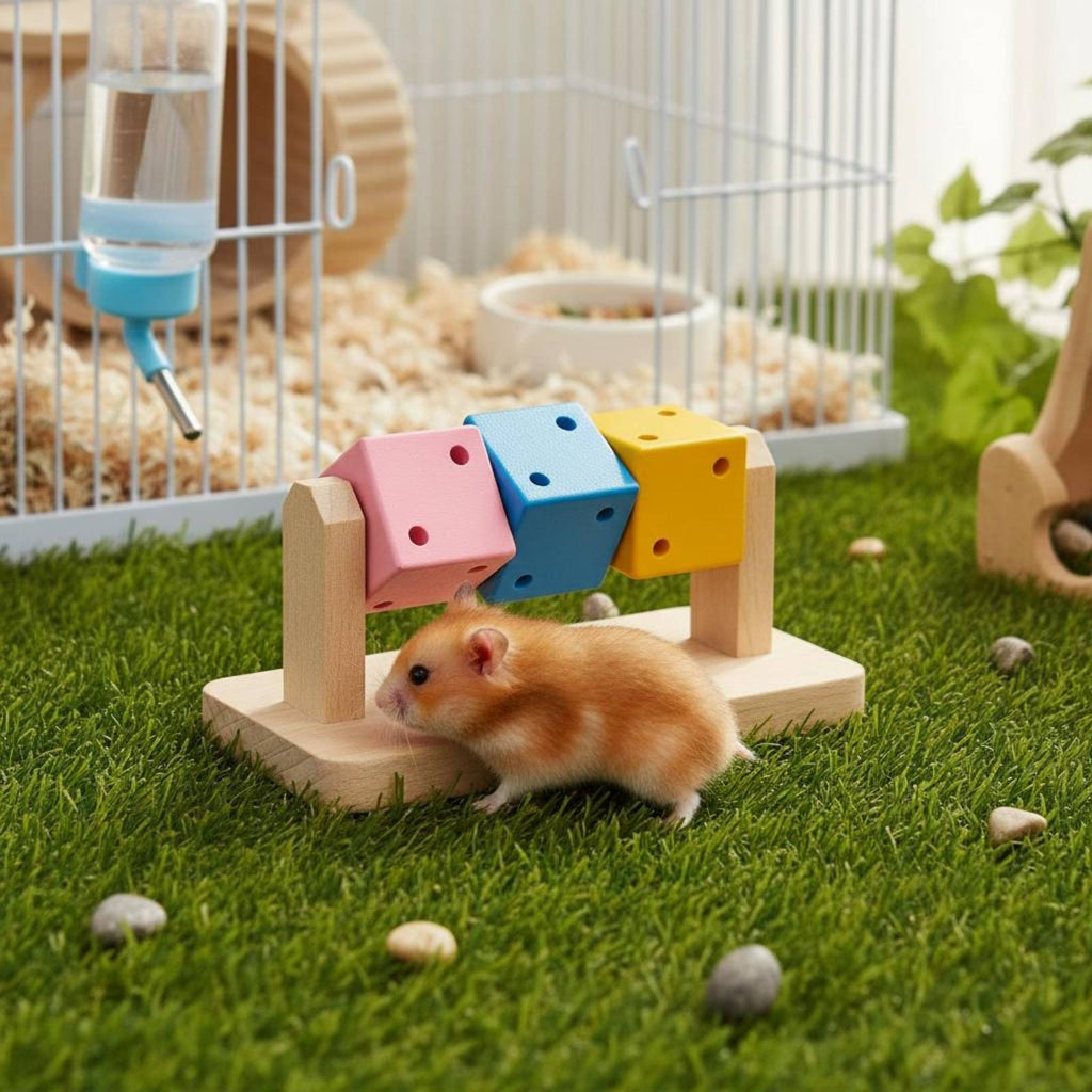 Wooden Hamster Gnaw Toy Natural Wood Small Pet Activity Toys Polished Finish