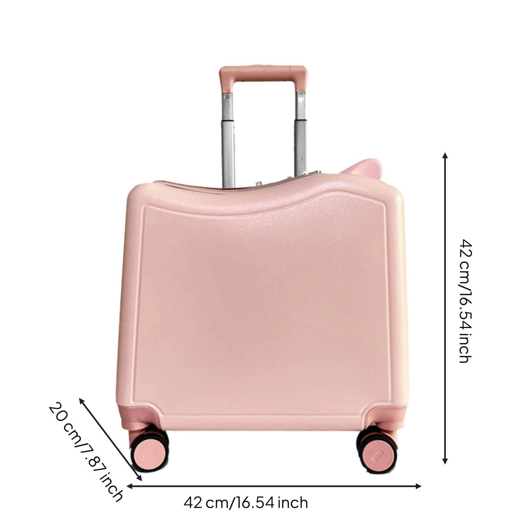Sit-on Suitcase Rotating Wheels Sit-on Trolley Case Lightweight Kids Rideable Luggage for Young Children, Vacation, Airport