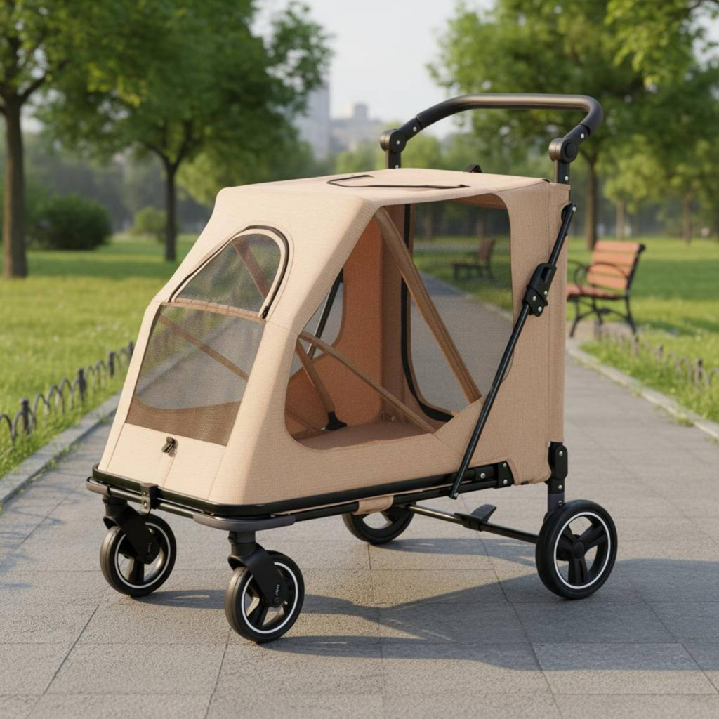 Foldable Dog Stroller Portable Foldable Pet Stroller Adjustable Handle