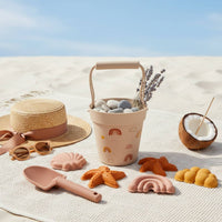 Silicone Beach Pail Set Included Kids Sand Toy Kit Even Rounded Edges