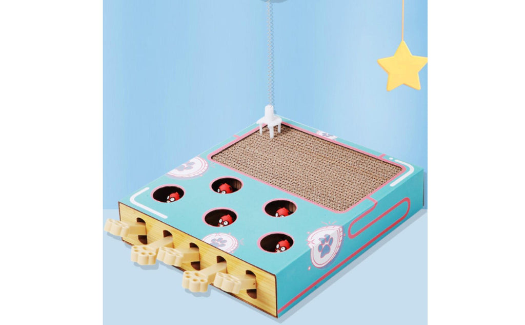 Interactive Kitten Scratcher Box Safe Materials Kitten Whack-a-Rodent Toy