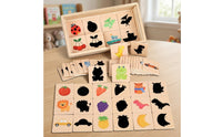 Wooden Shadow Matching Set Printed Motifs Shadow Matching Toy Reasoning Practice