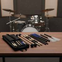 5 Pairs Drumstick and Brush Set Large Capacity Drumstick Bag Set Wear-Resistant Percussion Sticks and Brushes Kit for Practice Performances