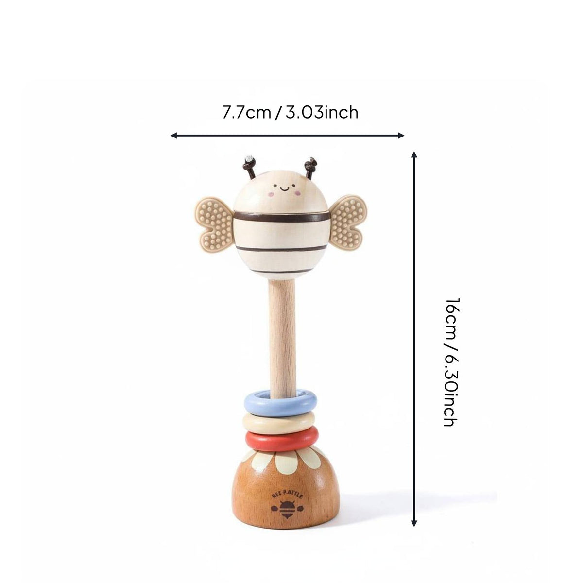 Wooden Bee Rattle Gnaw Bee Toy Develops Fine Motor Skills Infant Grasping Rattle for Infants