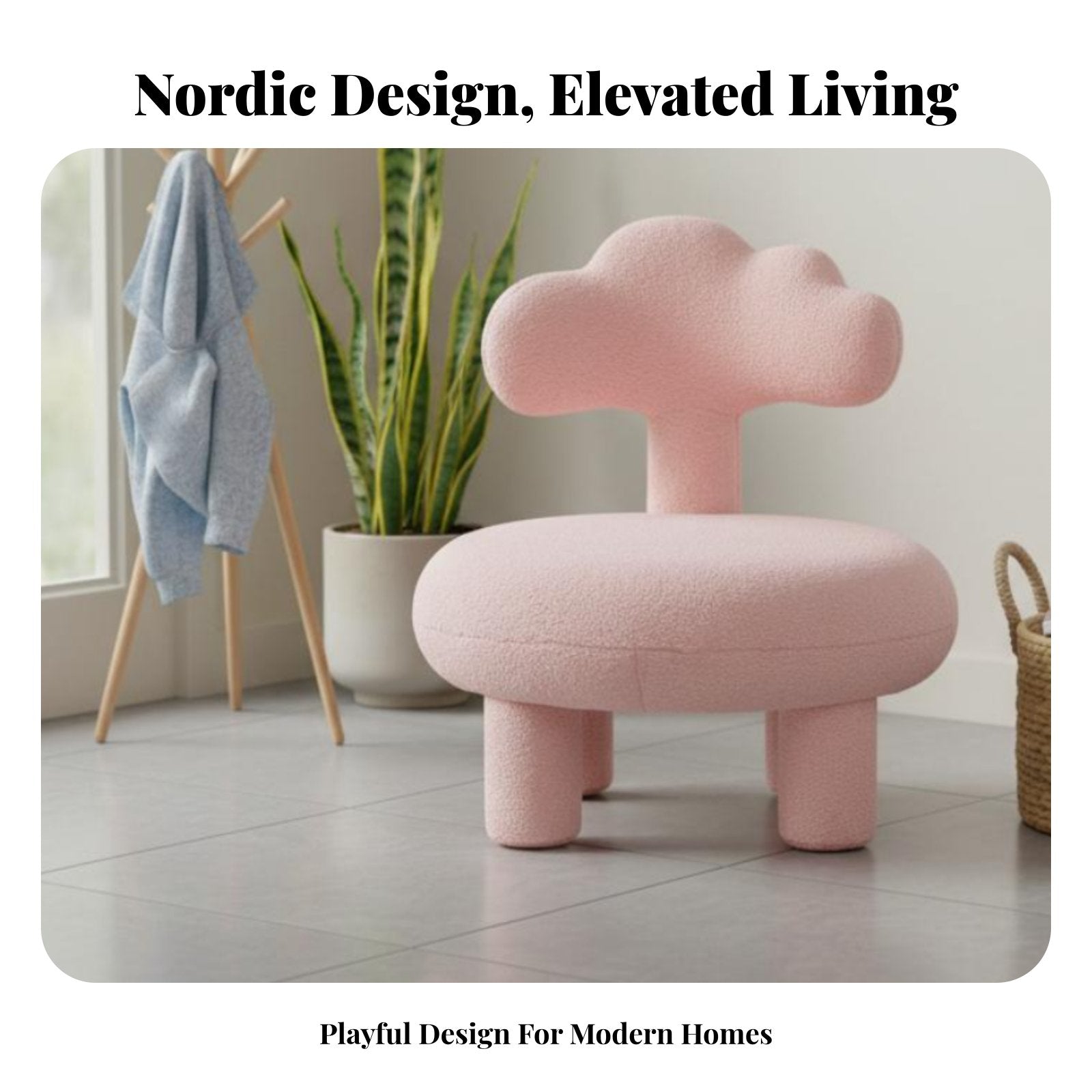 Nordic Inspired Cozy Upholstered kids' Chair Soft Texture Bow-Back Accent Chair Adorable Design children's Furniture Lightweight and Portable for Toddlers, Preschoolers, Parents, Nursery, Living Room, Kindergarten, Reading Nook