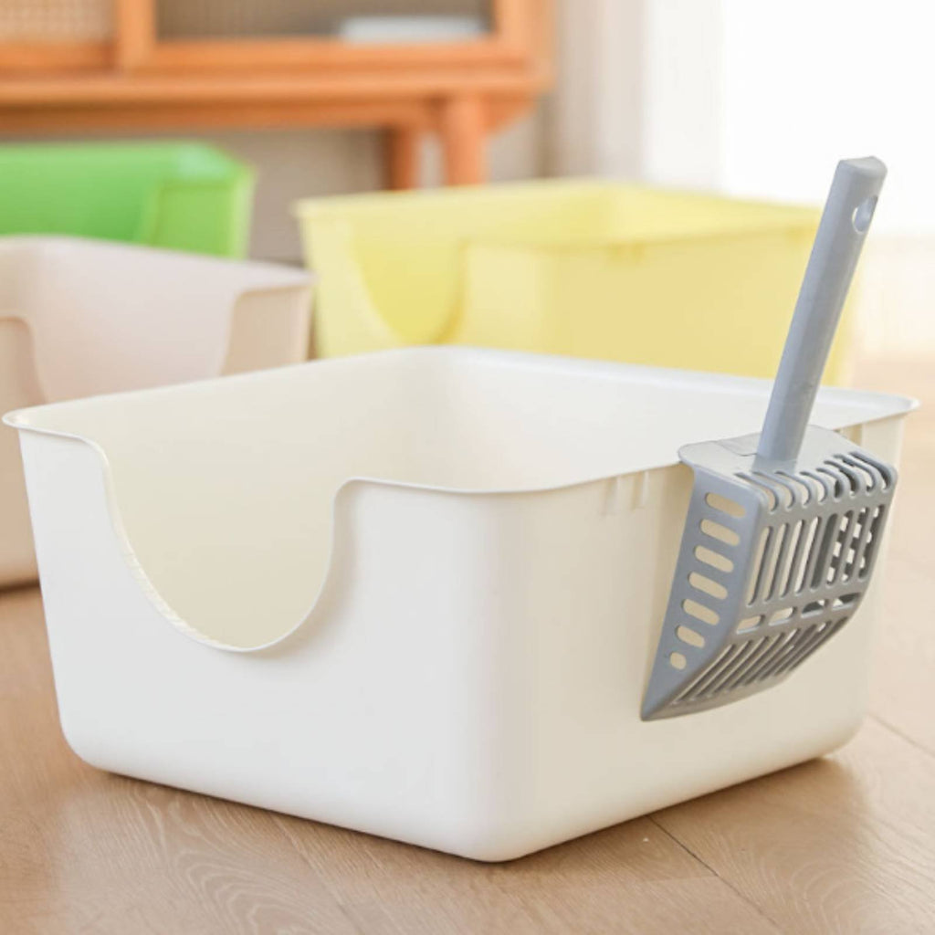 High-Sided Kitten Litter Pan Easy to Clean Semi-Enclosed Feline Toilet