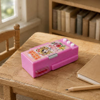 Dollhouse Pencil Box Transparent Side Compartment Miniature Pencil Box Decorative Top Panel for Children