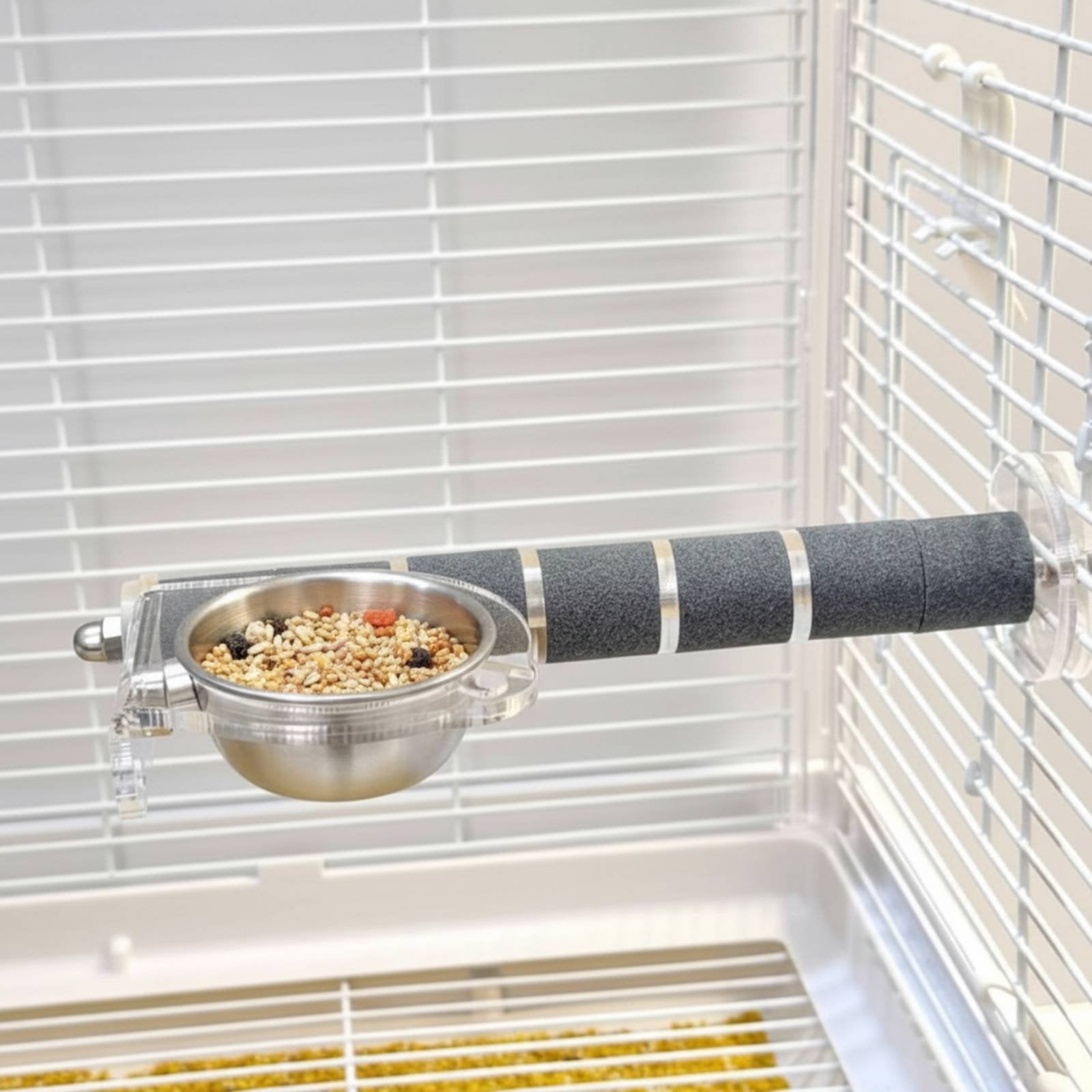 Stainless Steel Bird Feeder Easy to Install Parrot Feeder Perch