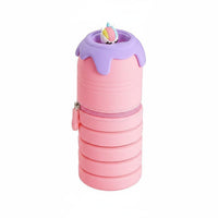 Expandable Silicone Writing Utensil Case Stands Upright Retractable Writing