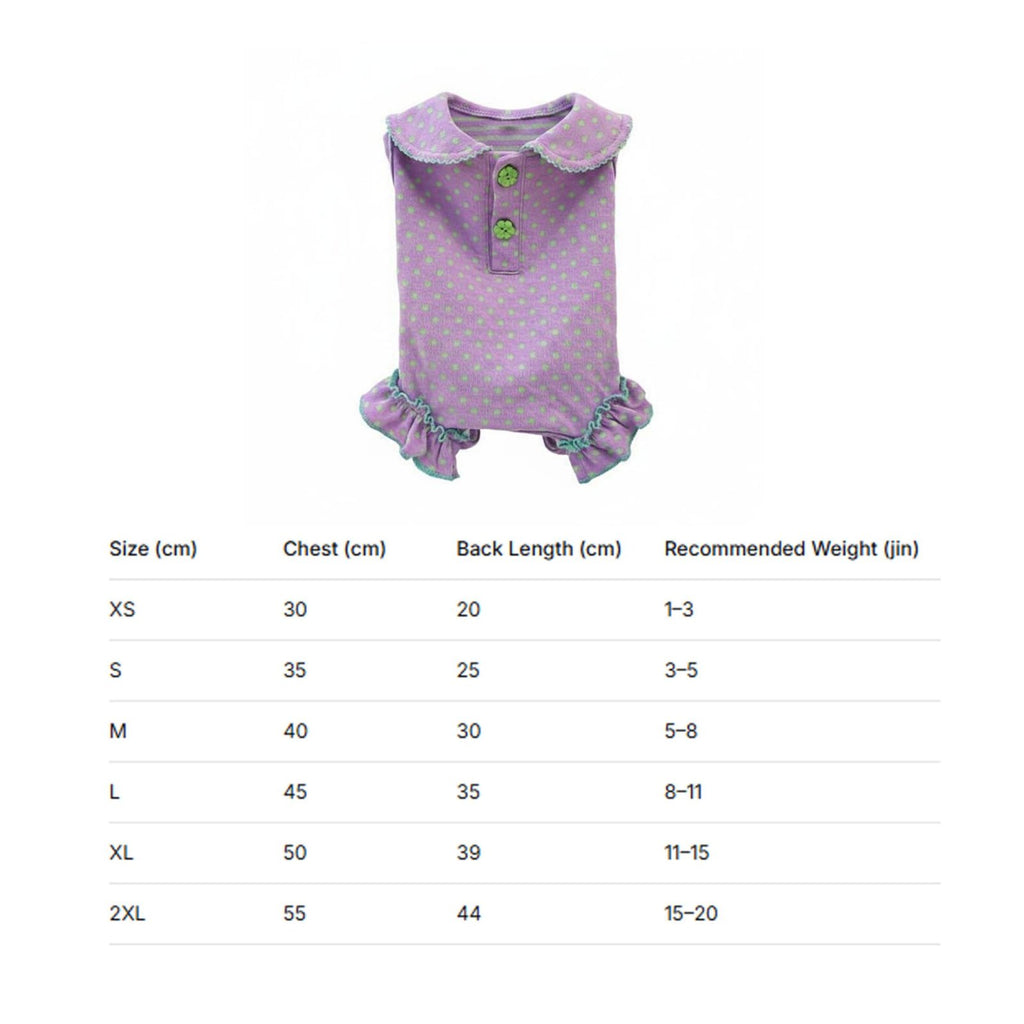 Collared Dog Jumpsuit Polka Spotted Pet Bodysuit Spring Warm-Weather Pet Outfit for Photo Photography