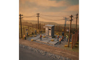 Miniature Transformer Box Ribbed Substation Model Grey for Dioramas, Hobbyists
