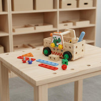 Wooden Screw Truck Wood Material Wooden Construction Truck Educational Play for Children, Kids, Leisure Activity