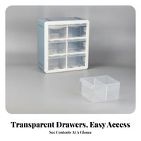 6 Drawer Storage Box Space Saving 6 Drawer Organizer Light Blue for Office