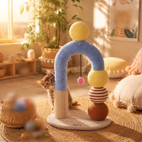 Arched Kitten Scratcher Hanging Ball Pet Furniture Blue