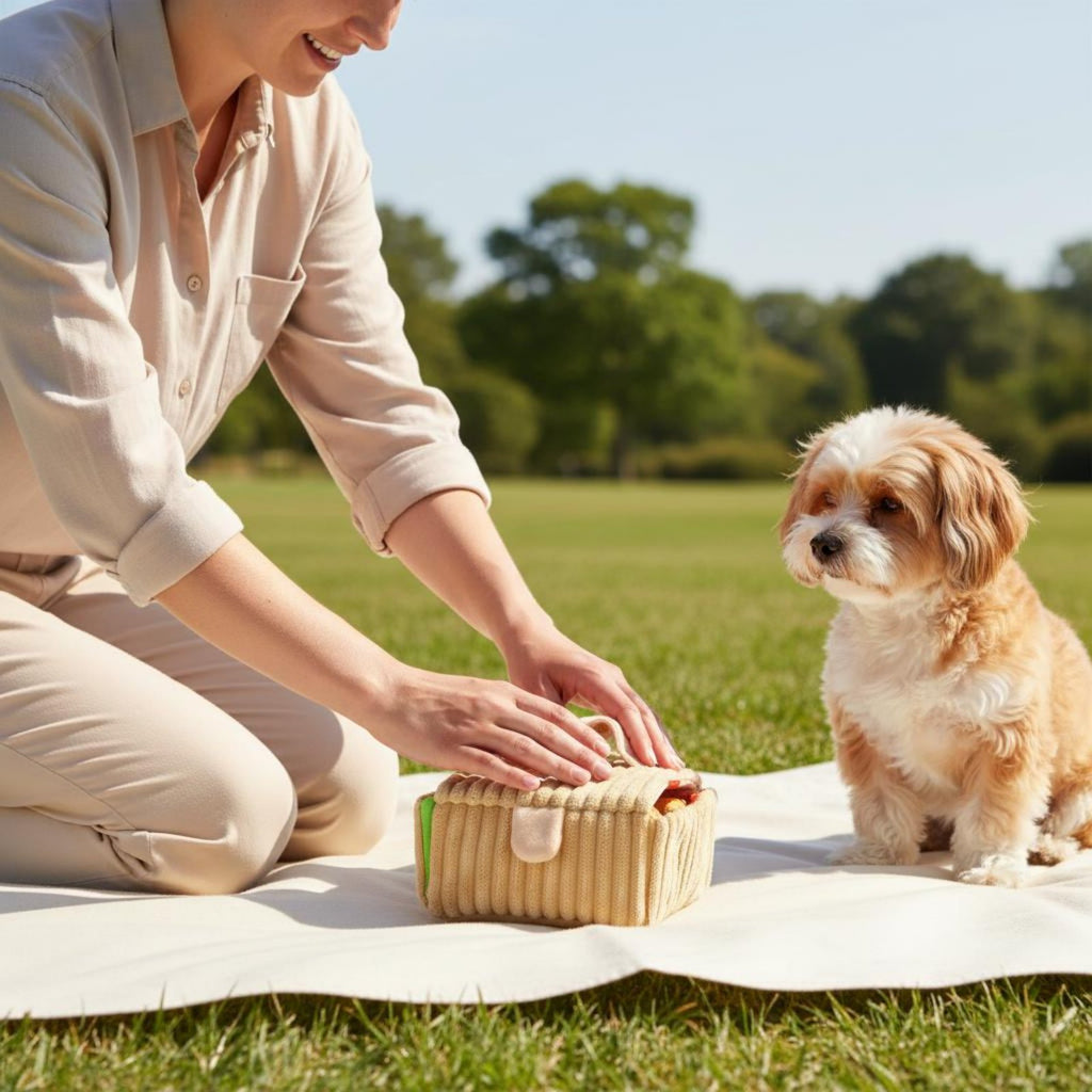 Picnic Basket Dog Toy Set Interactive Croissant Soft Dog Toy for Dogs