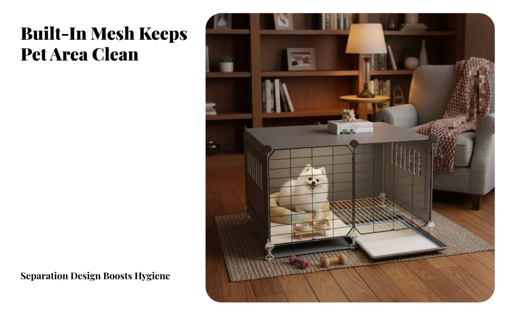 Dog Enclosure with Toilet Z Single D Living Space Pet House with Potty Tray Small Dog Playpen with Divider Easy to Clean Mesh